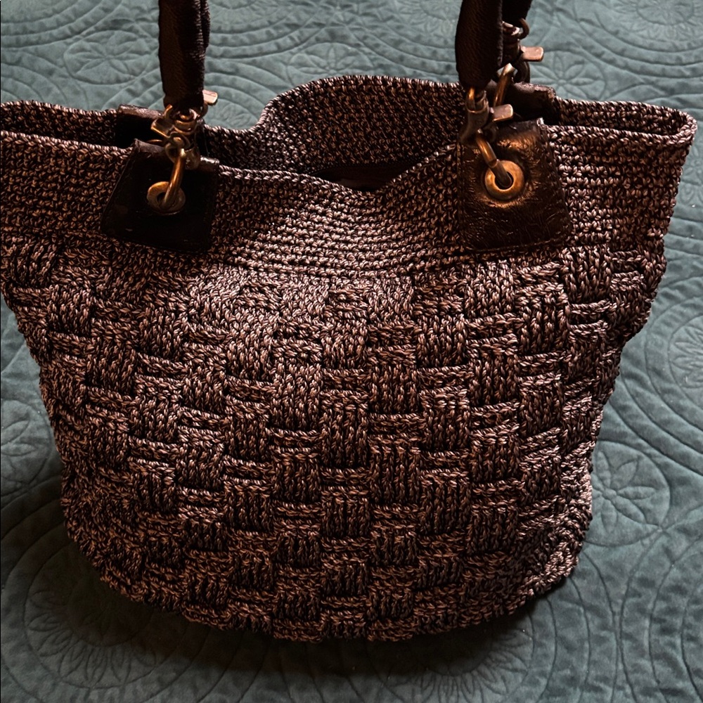 The Sak Black and White Woven Handbag